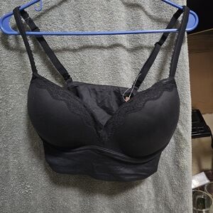 DOBREVA Women's Push Up Bra Wireless Padded Support Lace Longline No Underwire